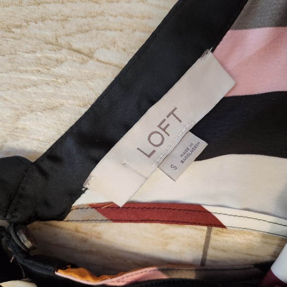 LOFT Off The Shoulder Long Sleeve Blouse Top Striped Halter Neck - Picture 5 of 12